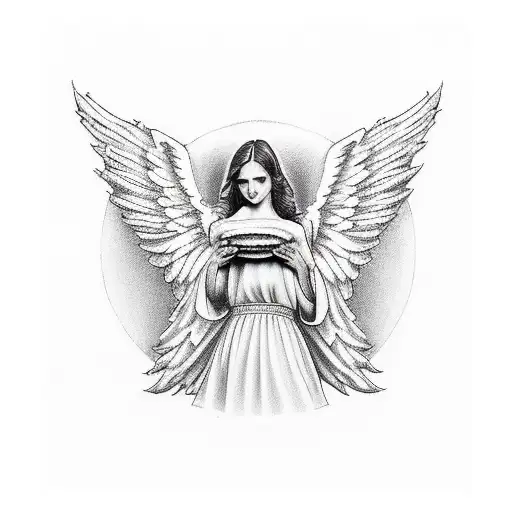 Angel Holding Pizza Slice