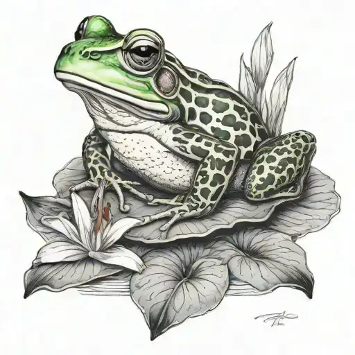 Frog Sitting On A Lily Pad Looking