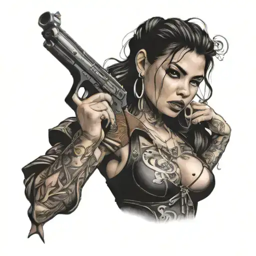 Chicano Bdsm Girl With A Gun