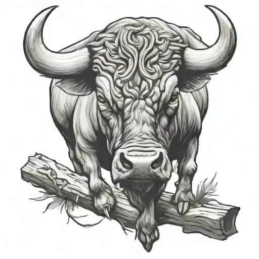 Bull And Wood