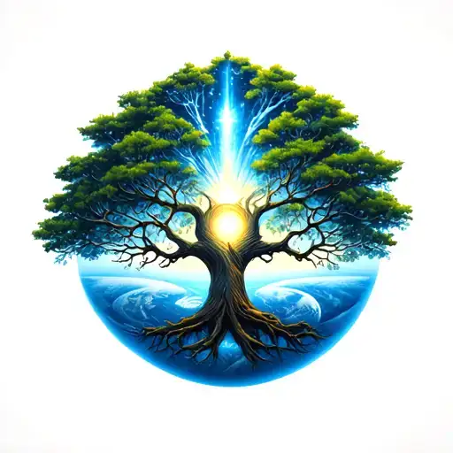 Tree Of Life With The Heavens Shown At The Top Of The Tree And Earth Shown On The Bottom Of The Tree