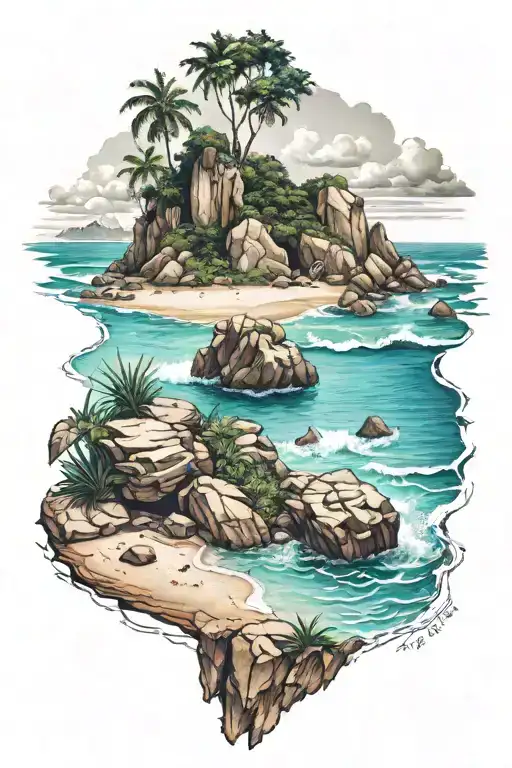 The Beach And Rocks On The Bottom