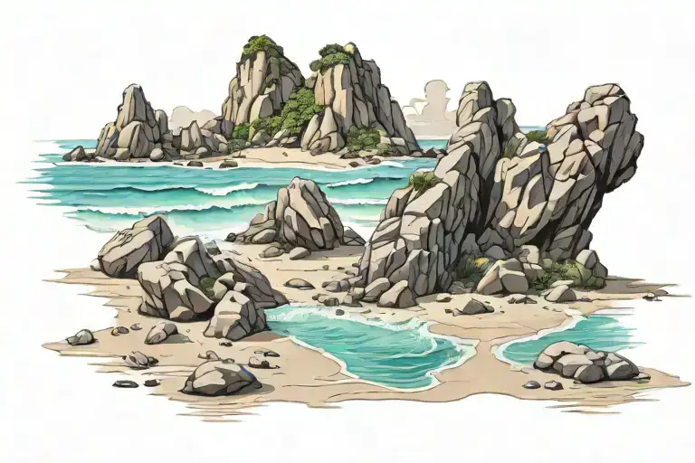 The Beach And Rocks On The Bottom