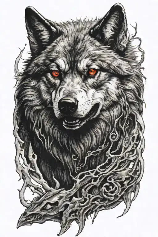 Death Wolf With Red Eyes