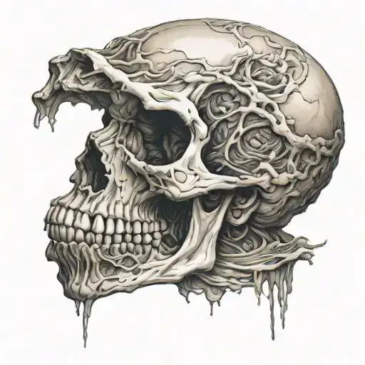 Head Half Human Half Skull