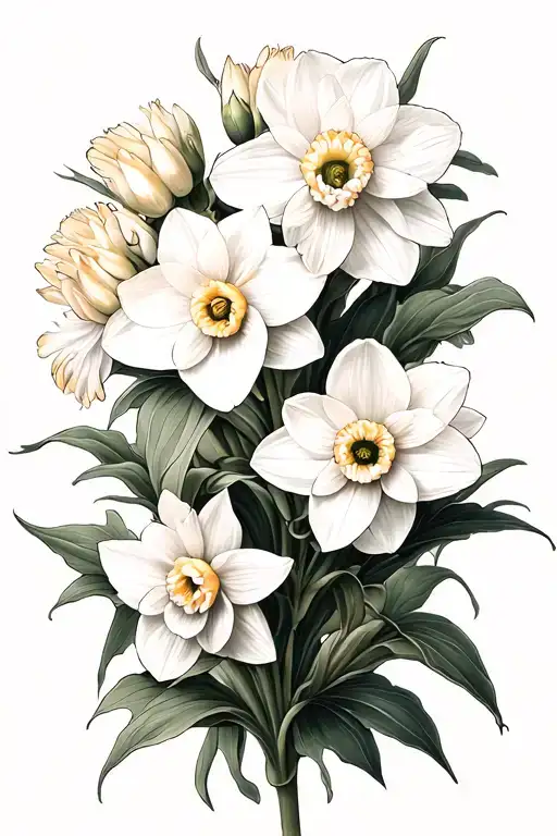 Narcissus And Chrysanthemum