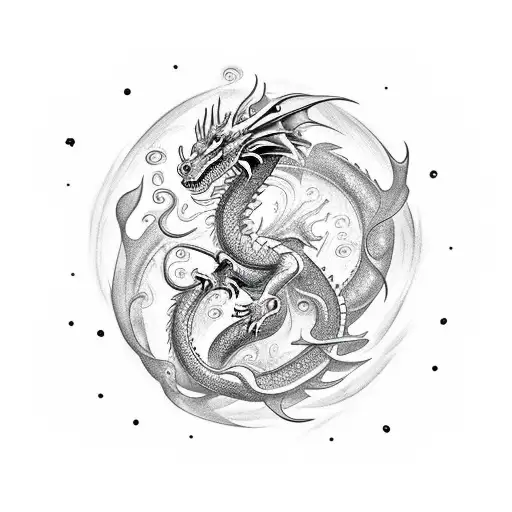 Dragon Emerging From A Swirling Galaxy