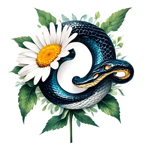 Daisy With Snake Yin And Yang