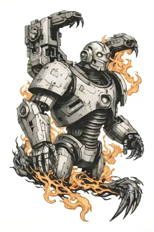 Iron Giant With A Phoenix Rising From The Ashes