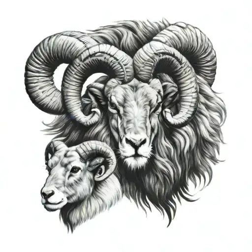 Two Rams With Lion