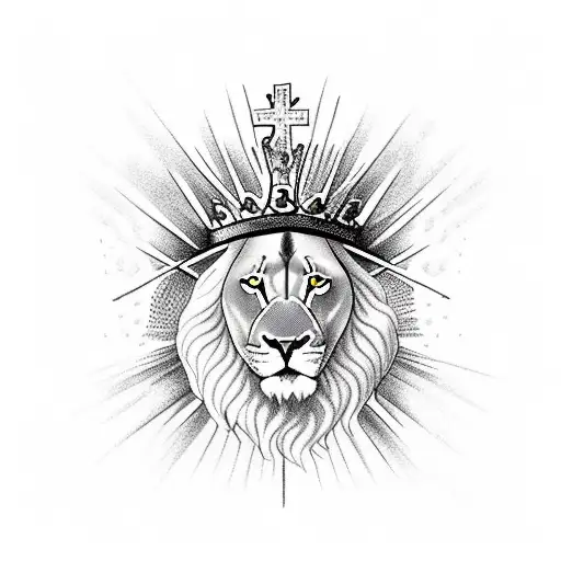 Christian Cross With Lion And Thorn Crown