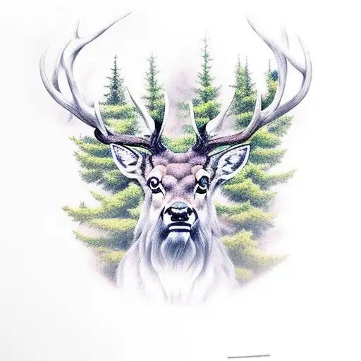 Stag In Forest