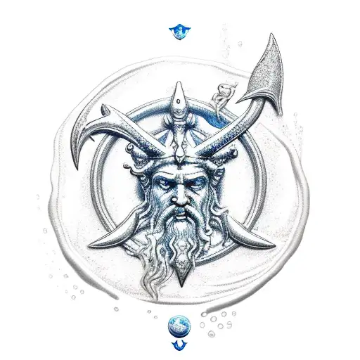 Poseidon Trident Violently Striking Water