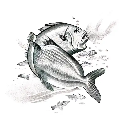 Vintage Car And Underwater Scene With Fish