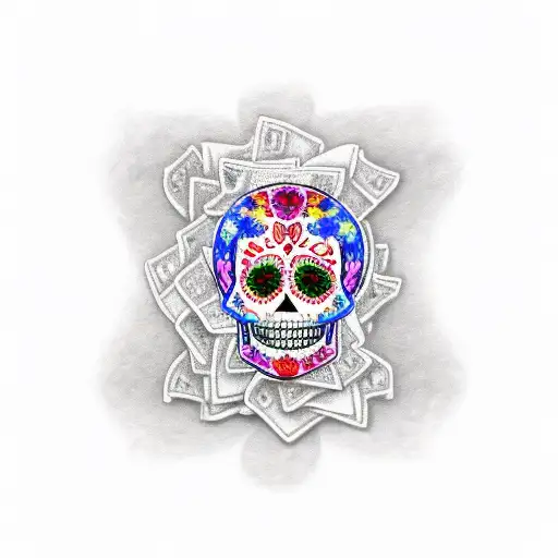 Sugar Skull With Puzzle Pieces As Eyes