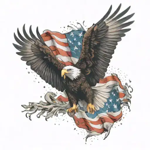 A Eagle Flying With A Usa Flag Back Ground