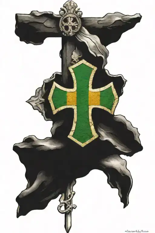 Irish Cross With Ecuadorian Flag Merged Together