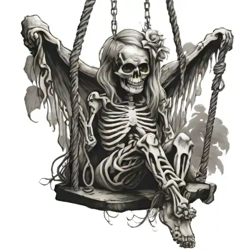 Skeleton Girl On Swing