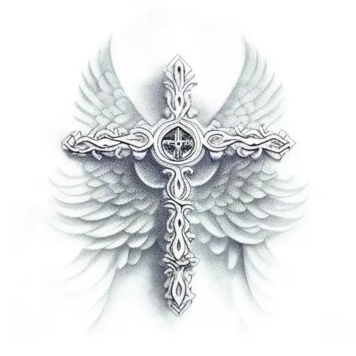 Cross With Wings And Crown Above