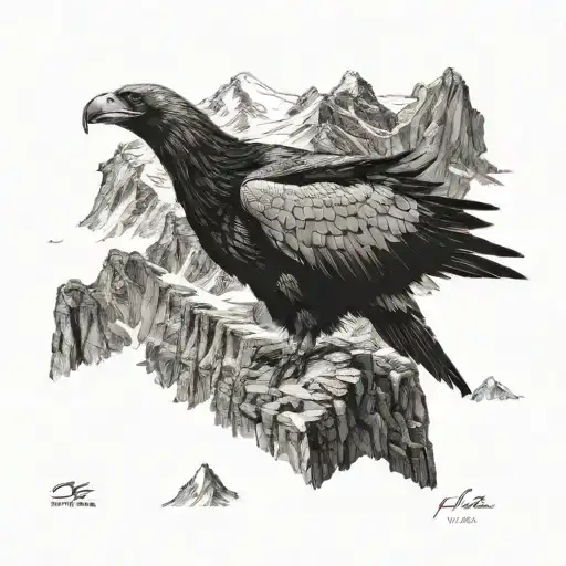 Giant Condor Perched On The Andes Mountain Range
