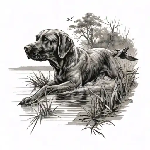 Duck Hunting Scene With Labrador