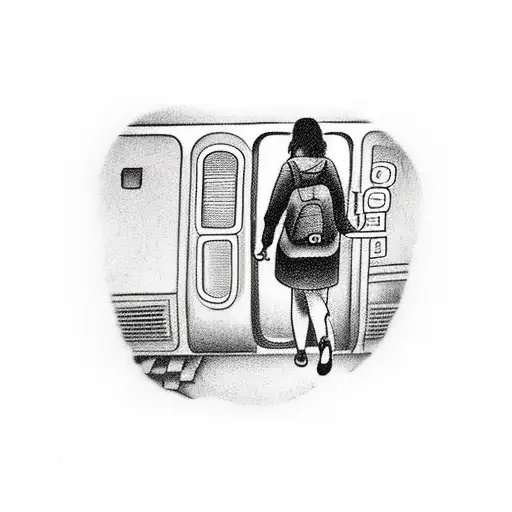 Girl Getting In A Train And A Man Sleeping In The Car