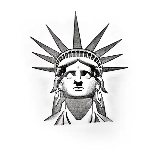 Statue Of Liberty With A Black Bandada On Face
