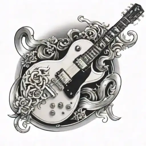 Black And White - A Les Paul Guitar Inside The Head To Have A Taurus Zodiac Symbole