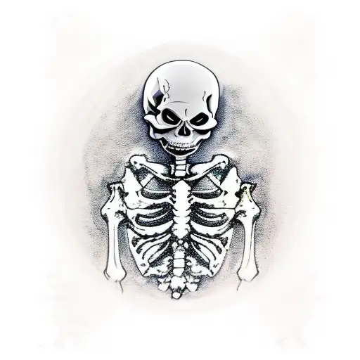 Scary Skeleton Sitting On Throne Holding Time In Hand