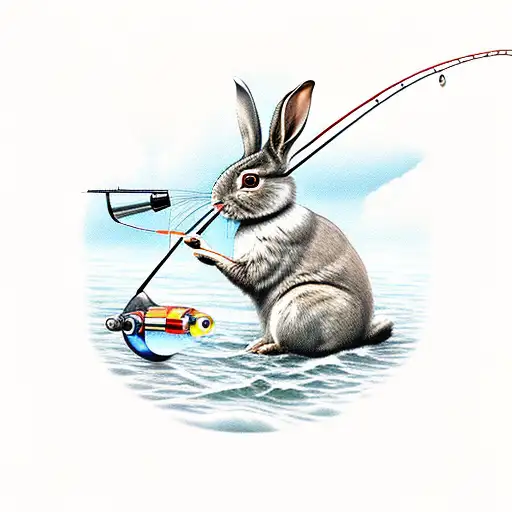 A Rabbit Holding A Fishing Rod On The Moon
