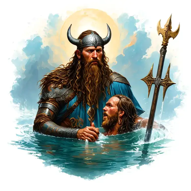 Viking Getting Baptized After Battle