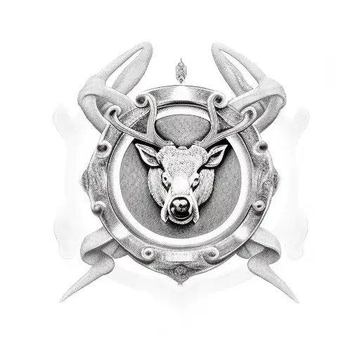 Gerogian Round Shield With Cros And Deer Face