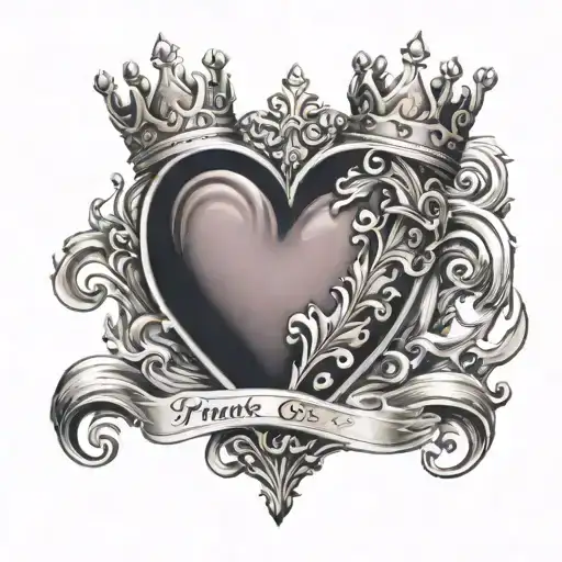 Heart Shape With A Prince Crown Inside One Half Of The Heart And A Princess Crown On The Other Half