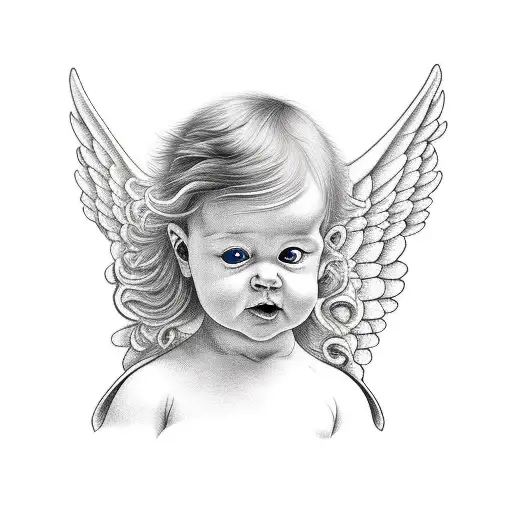 Baby Angel Holding Pizza Slice