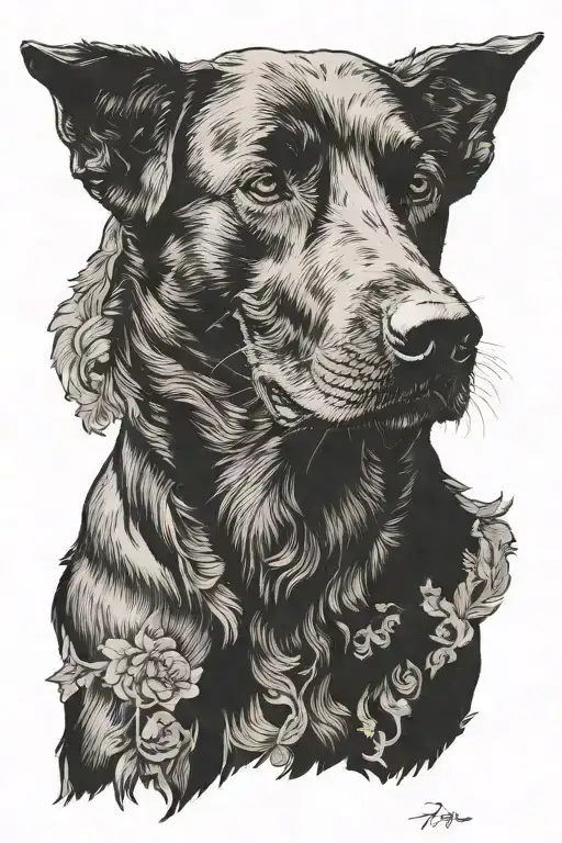 Dog Standing Silhouetted Figure