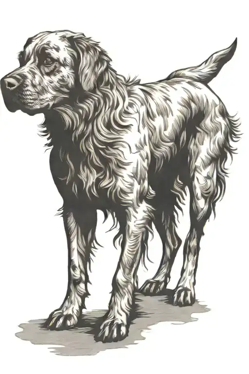 Dog Standing Silhouetted Figure