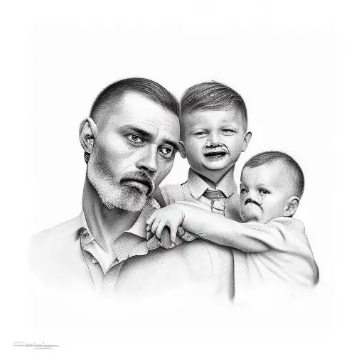 European Father With Two Sons
