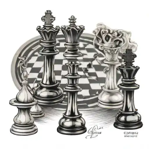King And Queen Chess Pieces With 4 Pawns Surrounded And Words By Your Side