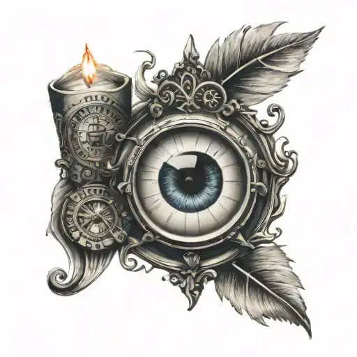 Holy Eye With A Candle And A Babay With A Clock