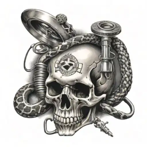 Emergency Medicine Skull And Stethoscope Around The Medicine Snakes