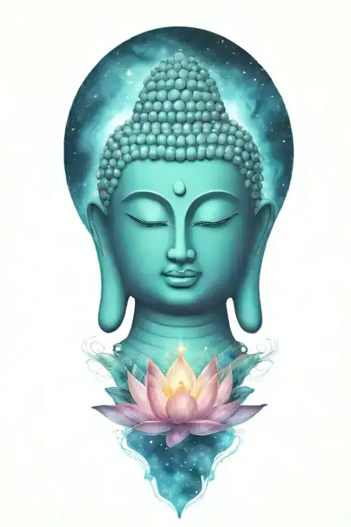 Buddha And Galaxy Background With Lotus