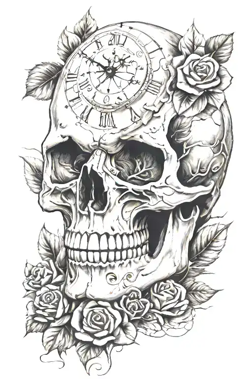 Rose Skull Clock