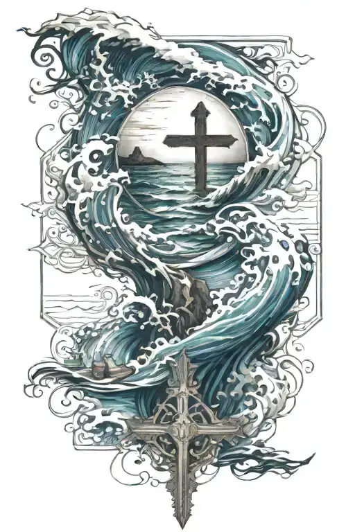 Spirit Lead Me Where My Trust Is Without Borders Ocean Waves Cross Christianity