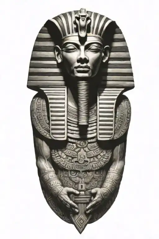 Pharaoh Holding A Pyramid
