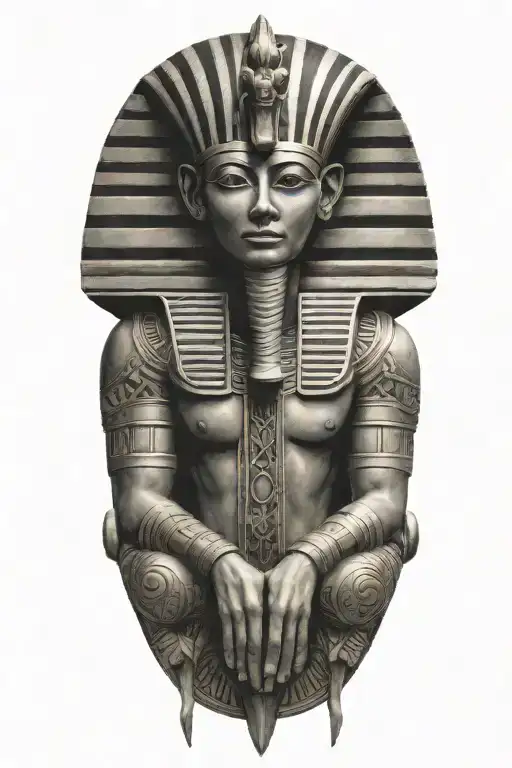 Pharaoh Holding A Pyramid