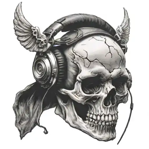 Skull Wearing Headphones