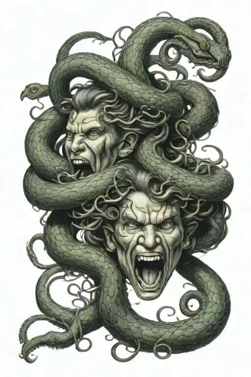 Medusa Head Snakes Intertwined