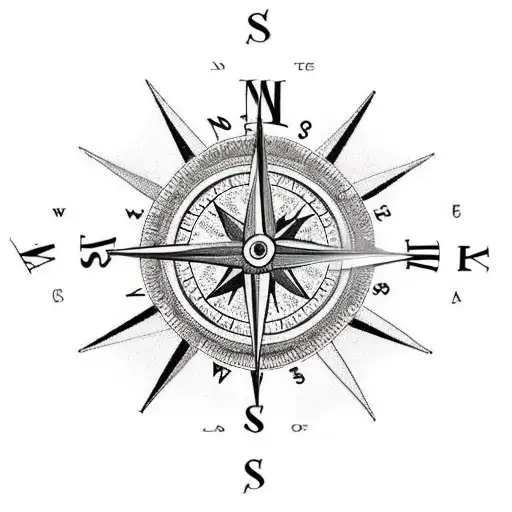 A Compass And Clock Intertwined With A Beautiful Flower