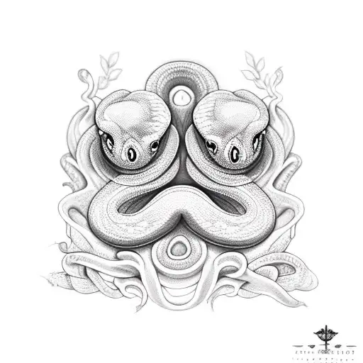 Two Headed Snake And Flowers