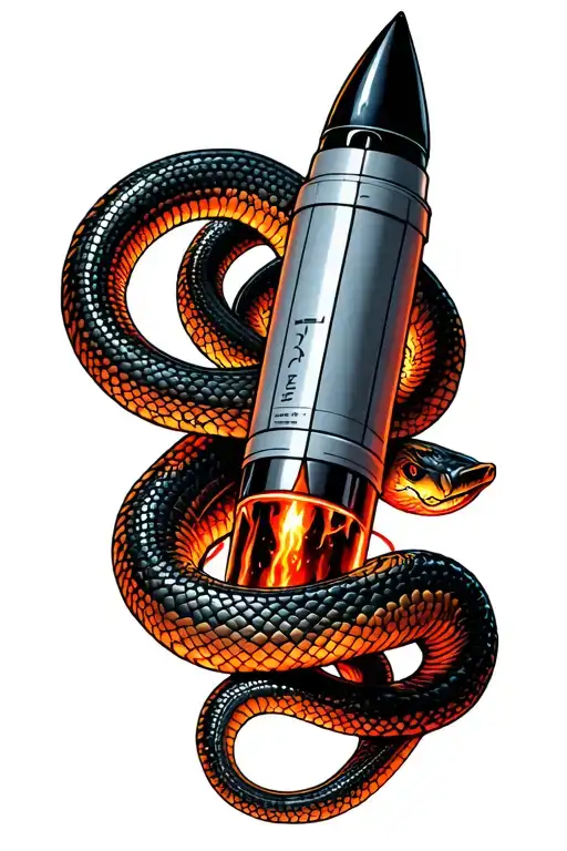 Give Me A Design Of A Heat Seeking Missile With A Snake Around It